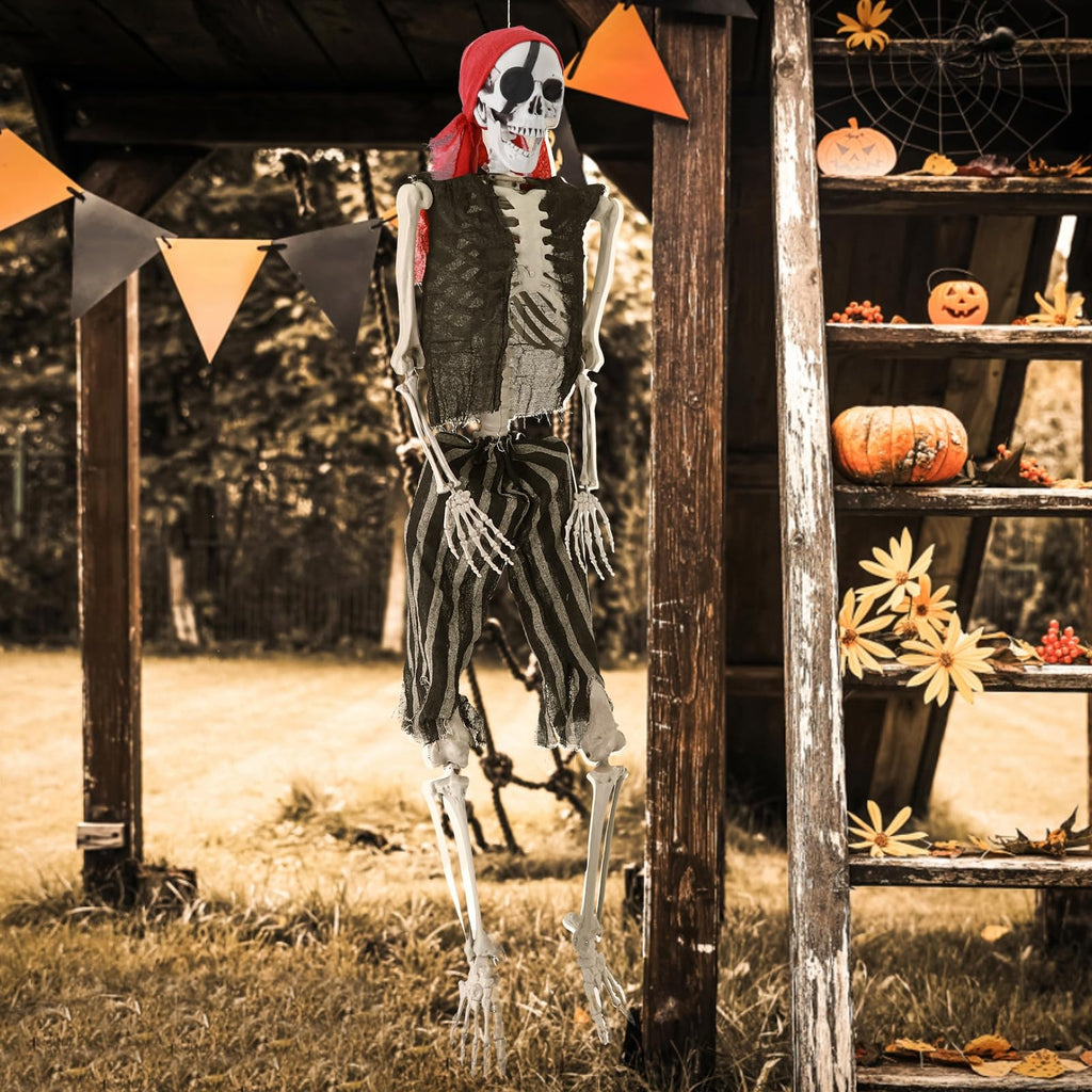 5.4Ft Posable Halloween Skeleton with Movable Joints H366