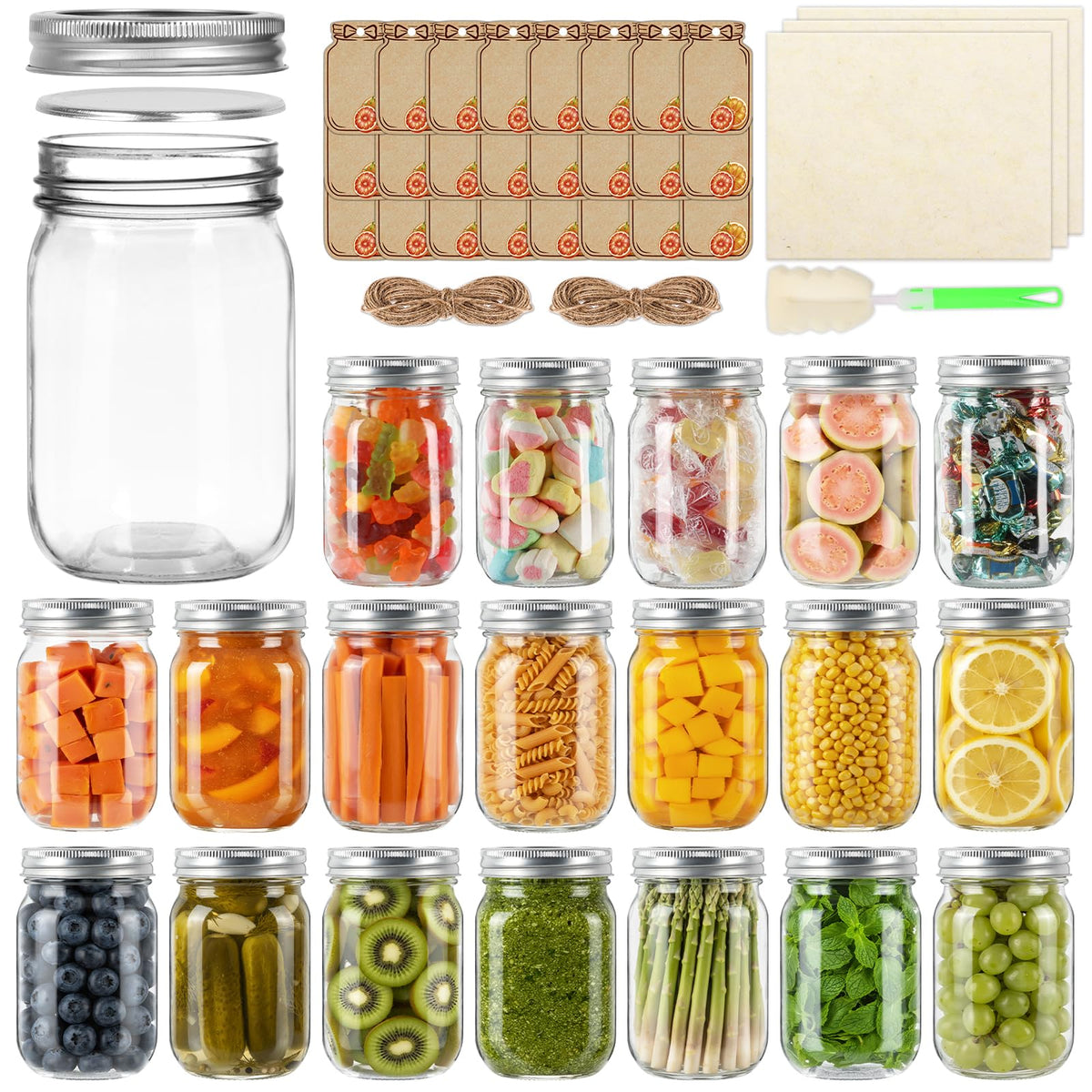 12 oz Mason Jars with Lids 20 Pack V780