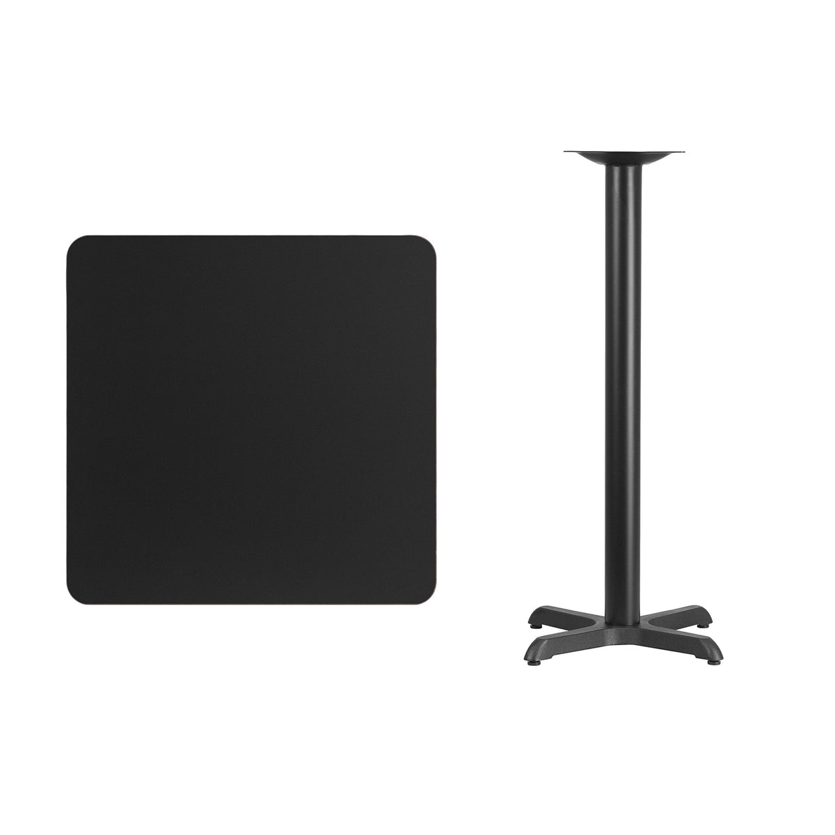 Black Laminate Table Top with Bar Height Table Base T33682