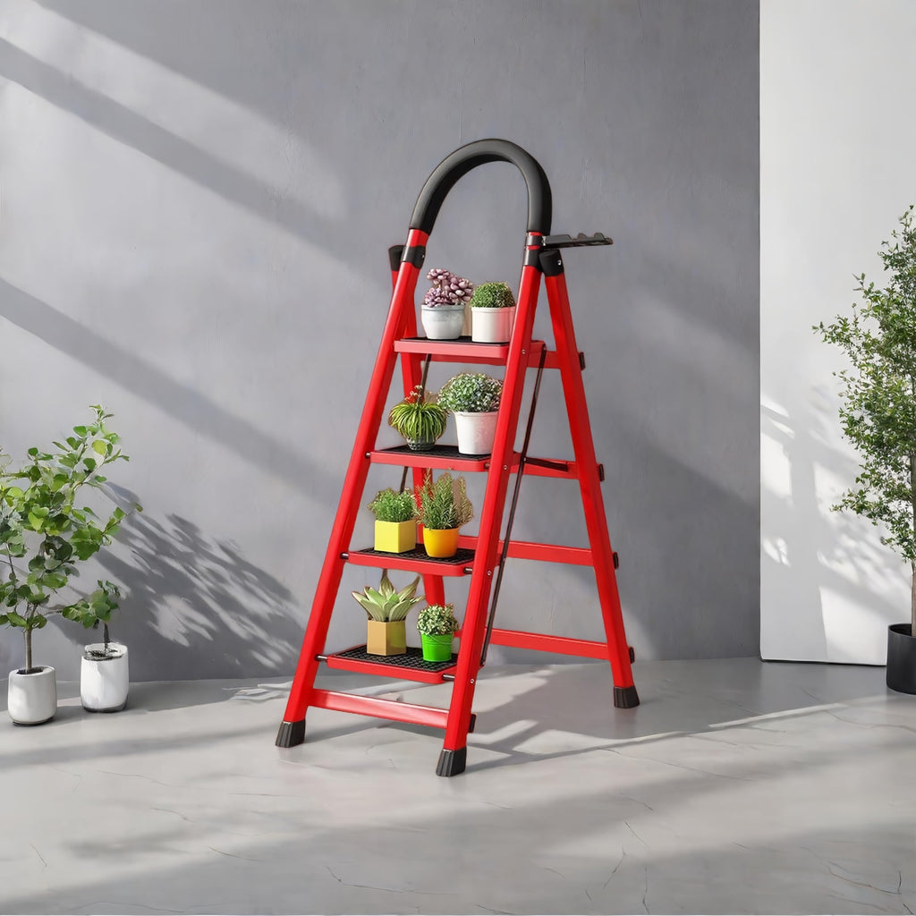 4 Step Folding Ladder with Handrails, Heavy Duty 800 lbs Step Stool L2430