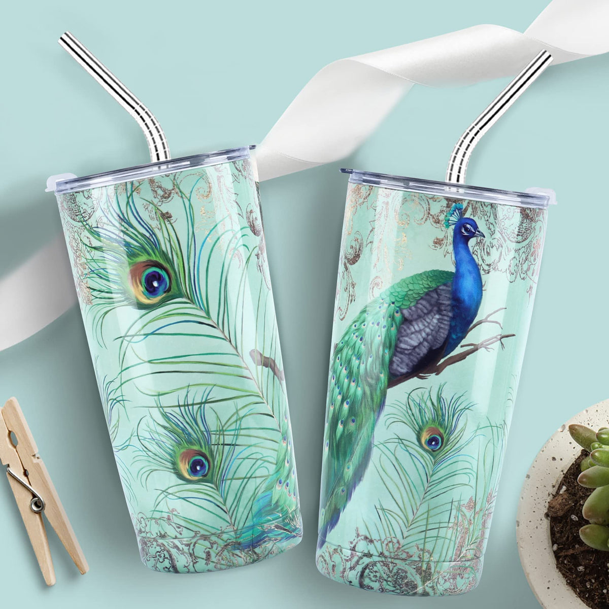 20 oz Insulated Stainless Steel Tumbler with Straw Lid M47190