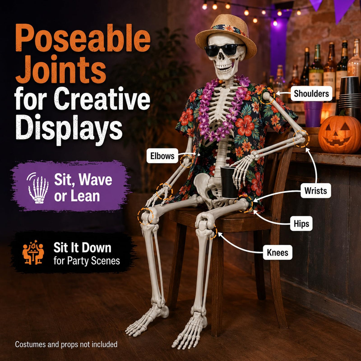 5.4 ft Full Body Plastic Skeleton Prop Y822