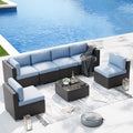 7-Piece All-Weather Wicker Patio Sofa Set with Glass Coffee Table Z6811