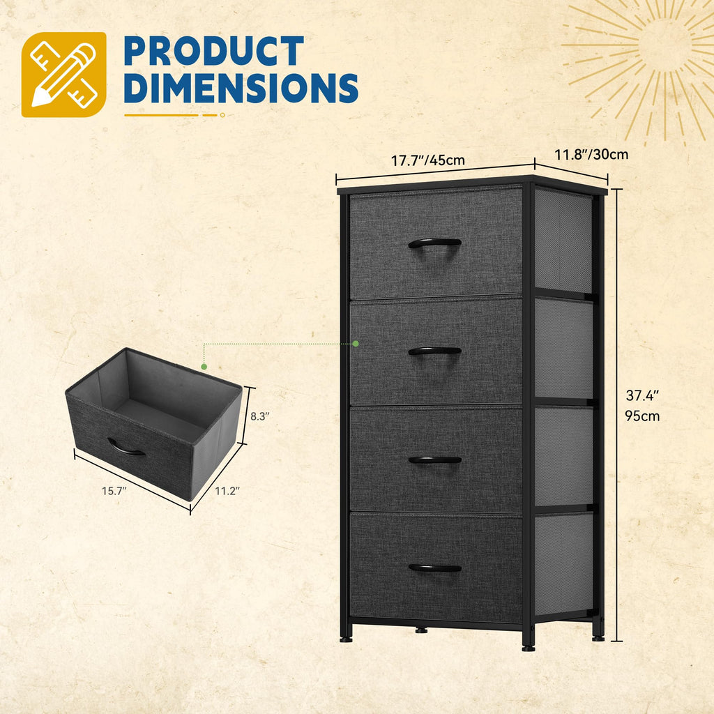 4 Drawer Fabric Dresser D381