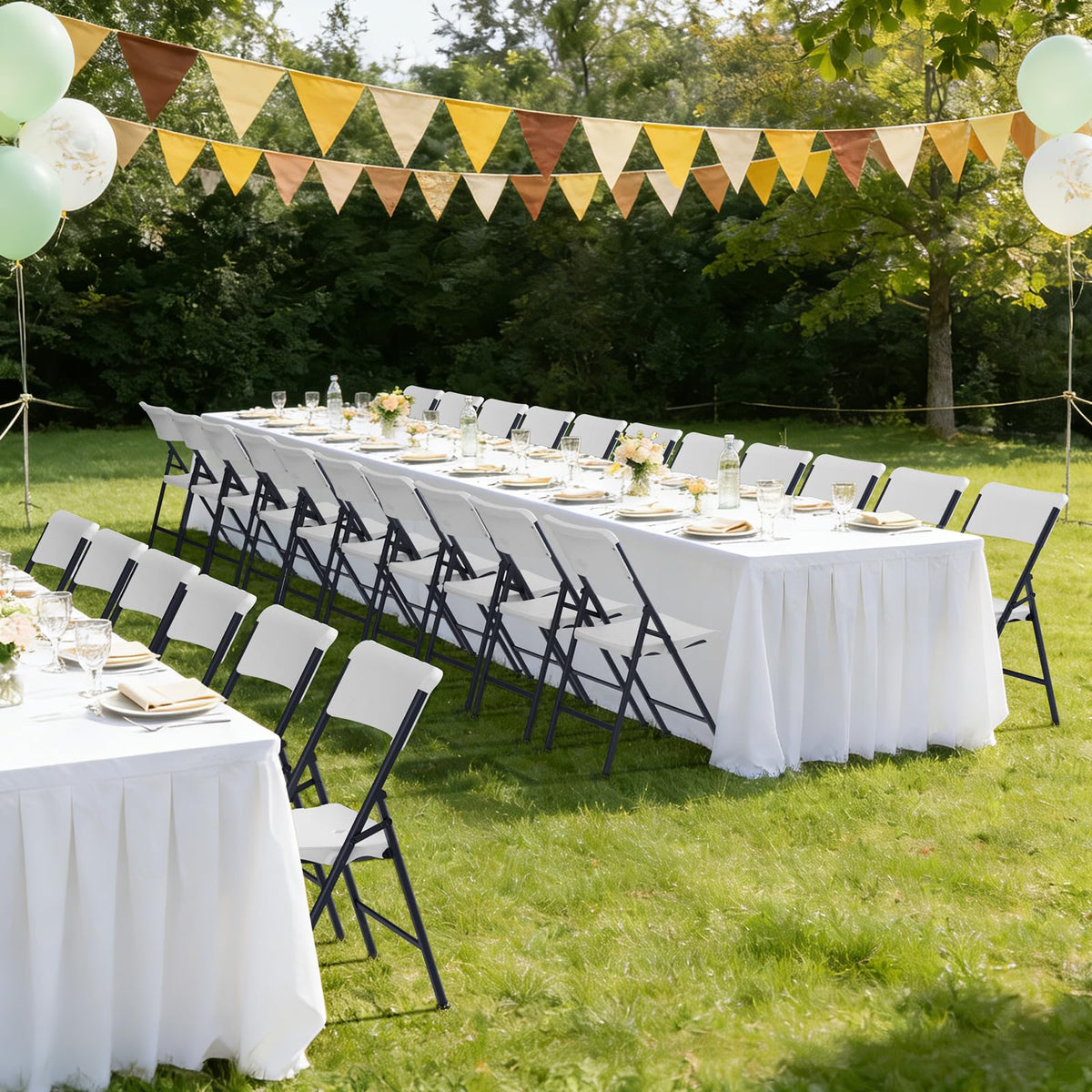White 4 Pack Plastic Folding Chairs with Metal Frame U54902