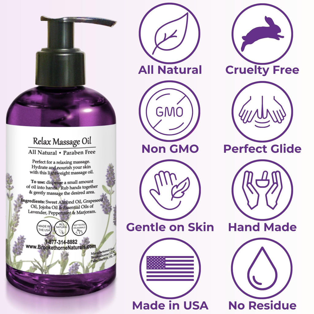 Lavender Peppermint Marjoram Body Massage Oil 8oz T233161