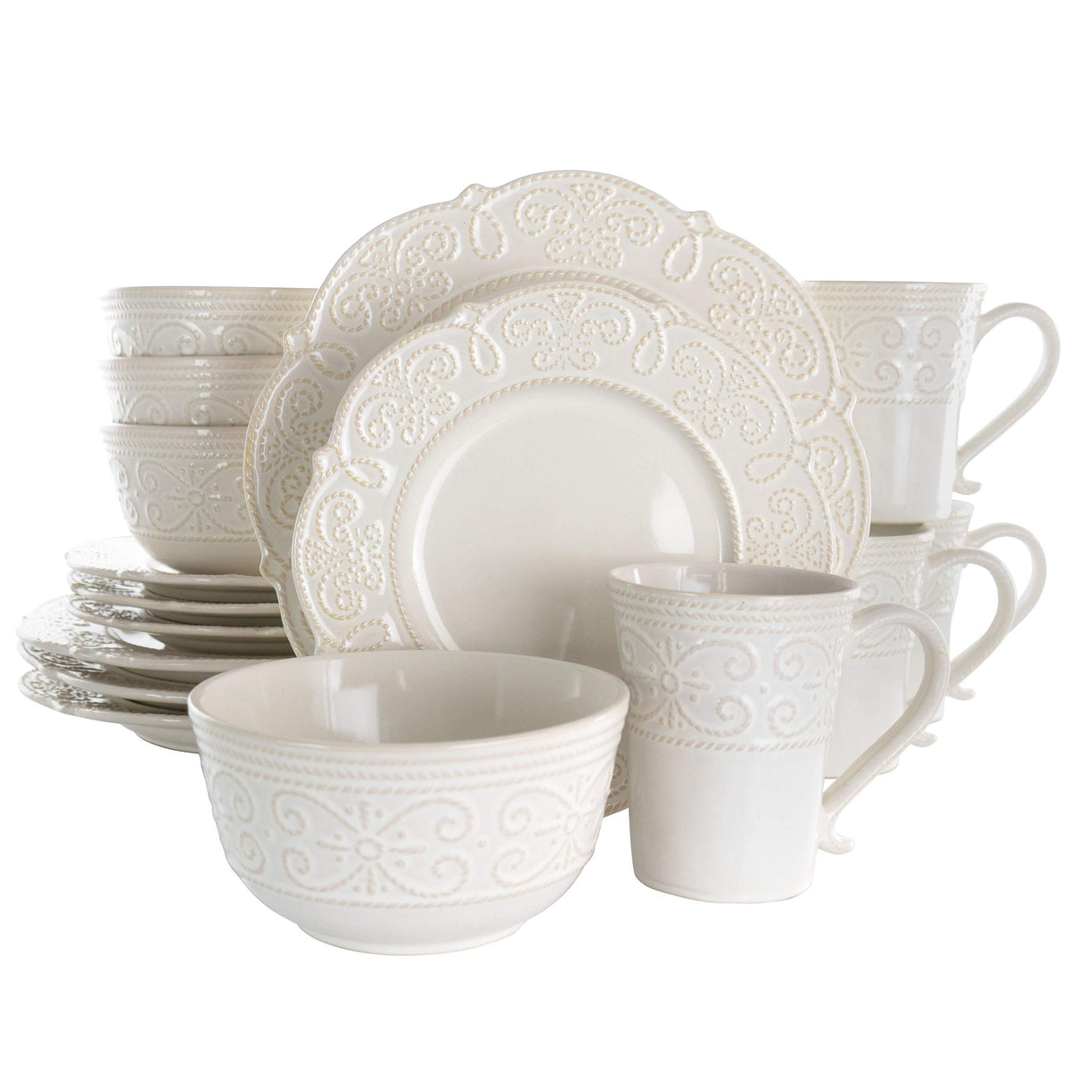 Round Stoneware 16 Piece Dish Set T44000