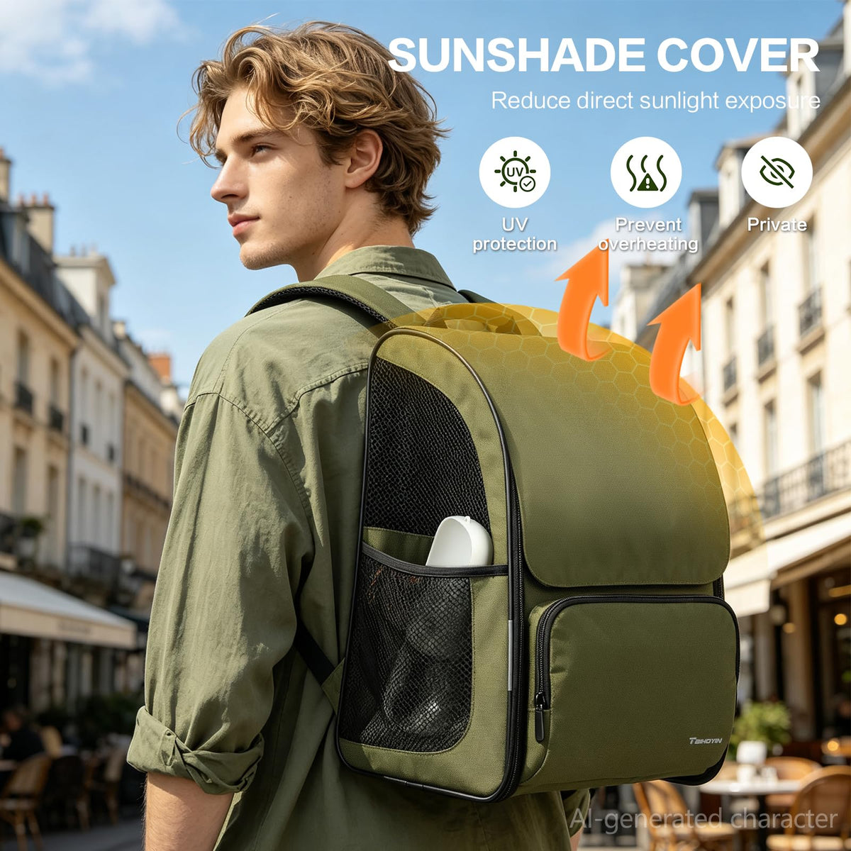 Green Expandable Cat Backpack Carrier M667072
