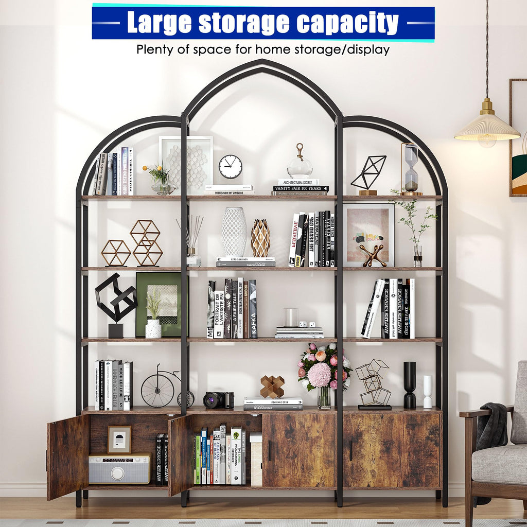 5 Tier Arched Bookshelf with 3 Cabinets B49897