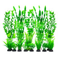 Artificial Aquarium Plants Set, Plastic Fish Tank Decorations (18pcs-Green) P4358
