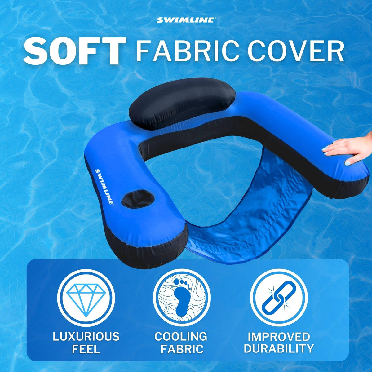 Fabric Covered Inflatable Pool Lounger with Cup Holder Y528