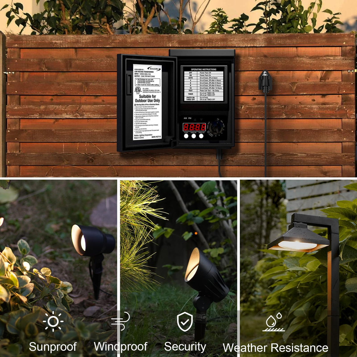 200W Low Voltage Transformer with Photo Sensor and Timer G62428