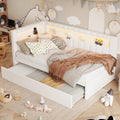 White Twin Size Upholstered Daybed with Trundle and USB Ports C4176