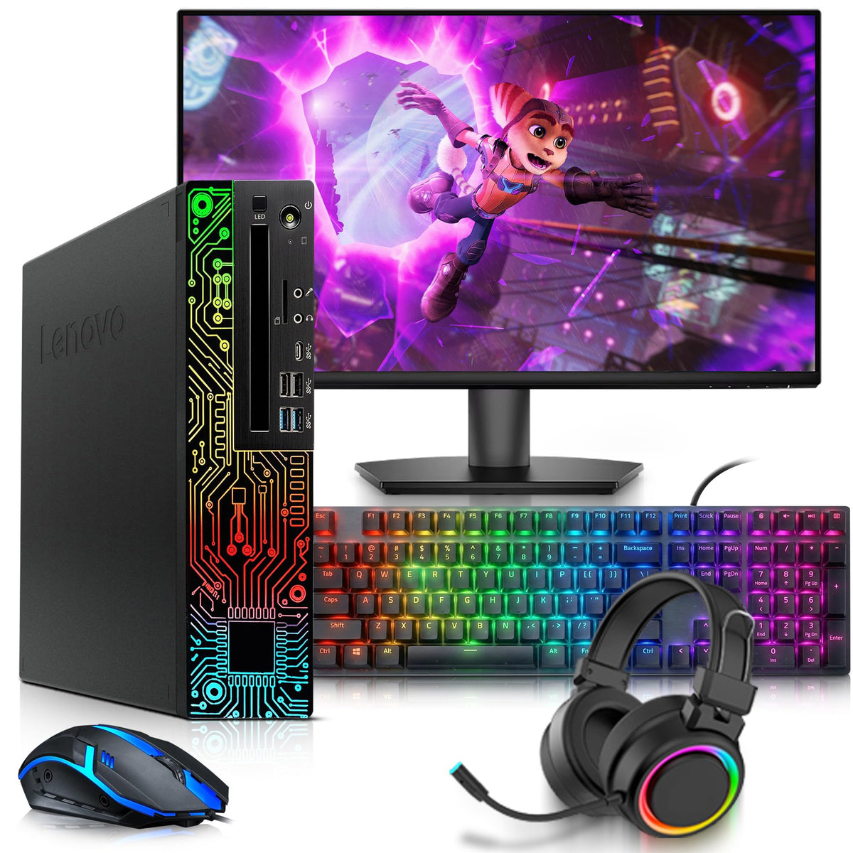 RGB Desktop PC Intel Core i5-8500 16GB DDR4 RAM 512GB SSD GeForce GT 1030 C91692