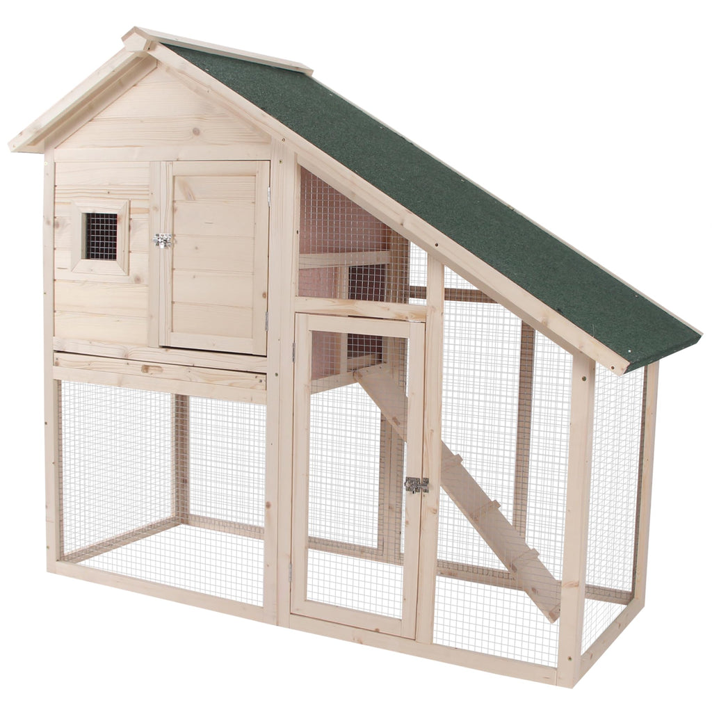 55 Inch 2-Tier Wooden Rabbit Hutch X840041
