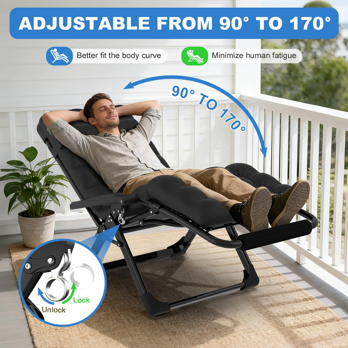 Zero Gravity Chair with Cup Holder, Black S238772