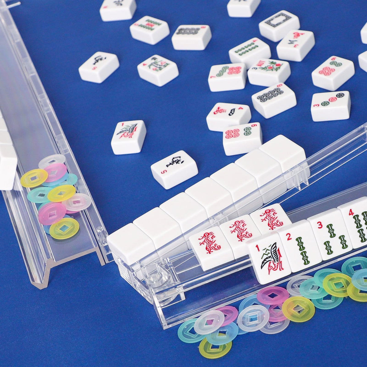 Clear Mahjong Racks with Pushers, 4 Piece Set Z8736