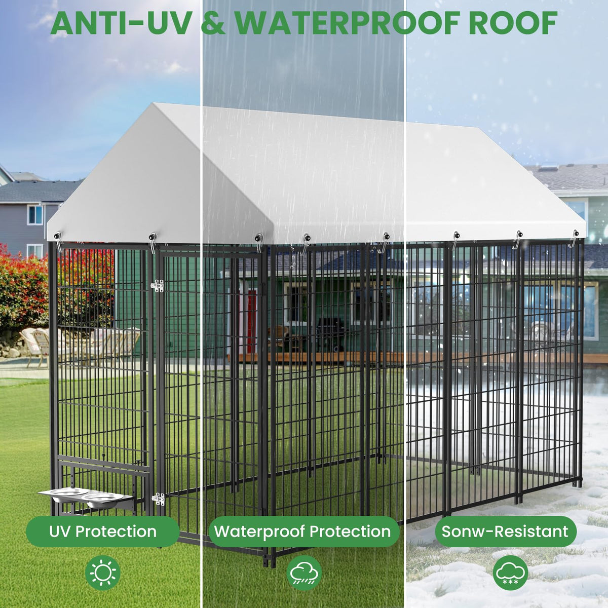 7.9 x 4.1 x 5.9 ft Outdoor Dog Kennel with Waterproof Roof S55794