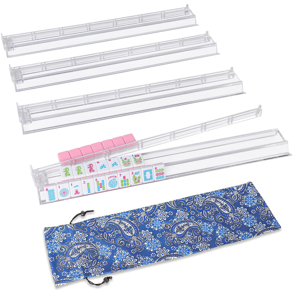Clear Mahjong Racks with Pushers, 4 Piece Set Z8736