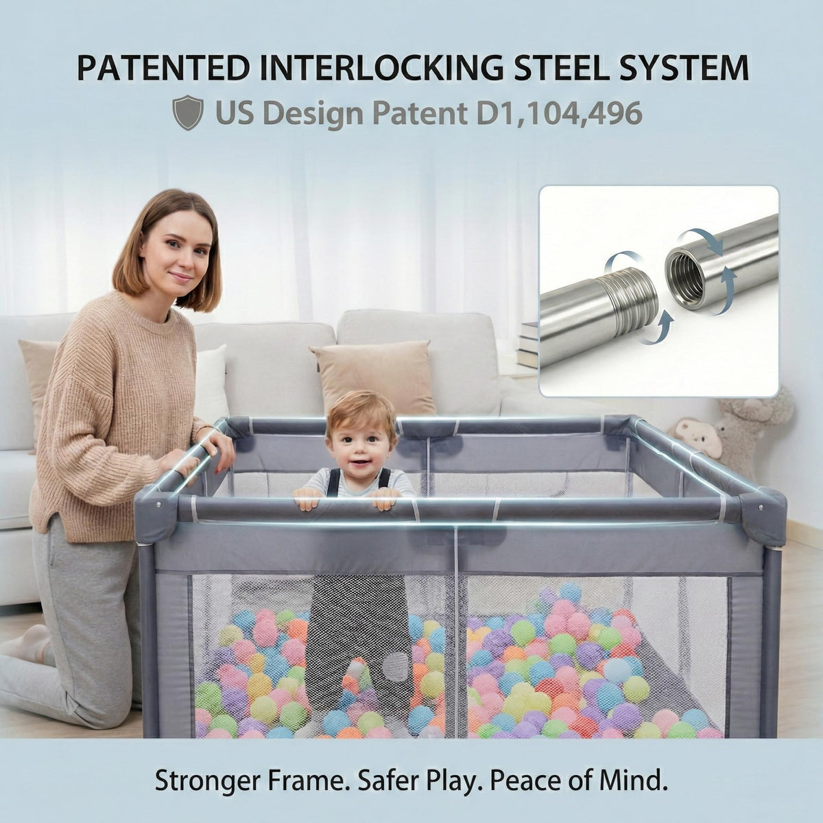 Baby Playpen 50x50 Grey W714