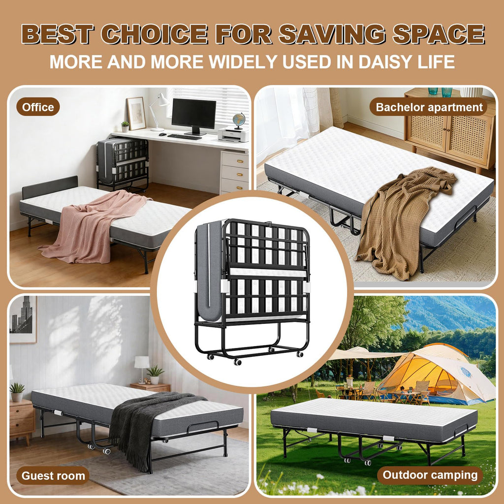 Folding Bed with Memory Mattress 75" x 38" Twin N933