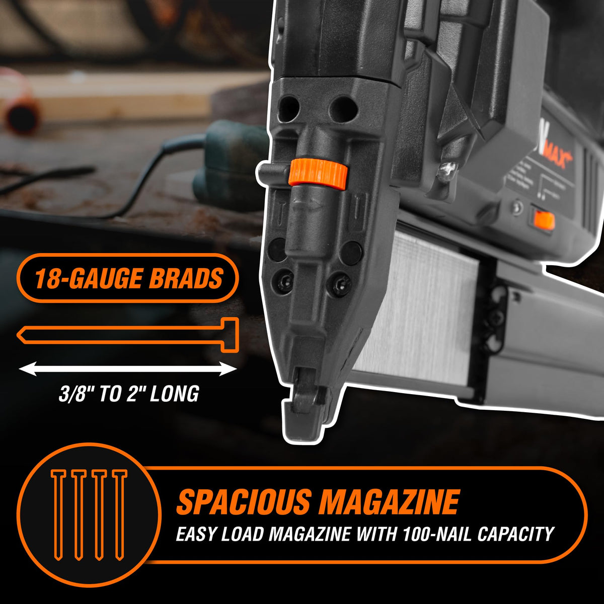 20V Max Cordless 18-Gauge Brad Nailer with Battery and Charger Q515