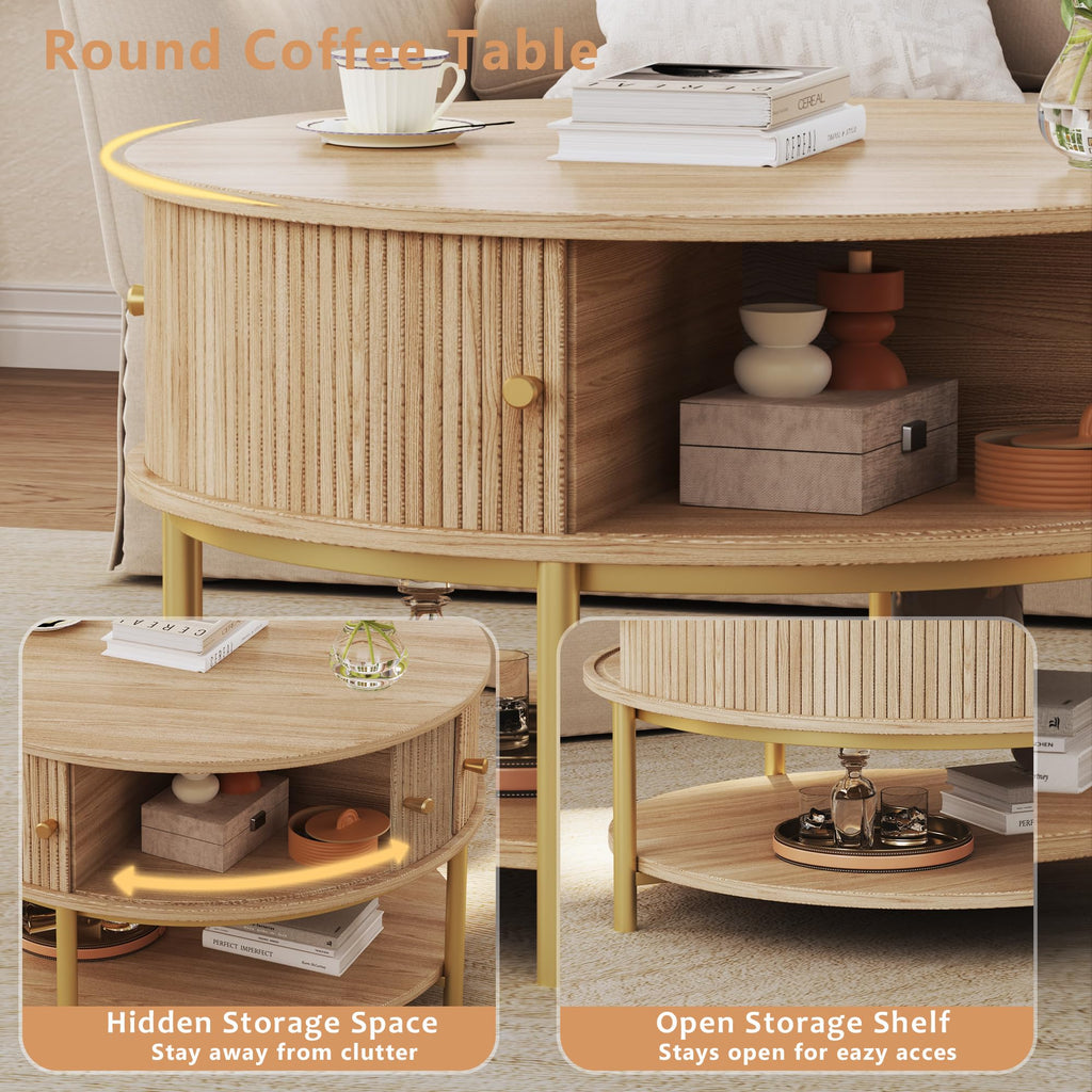Round Coffee Table with Storage X8064