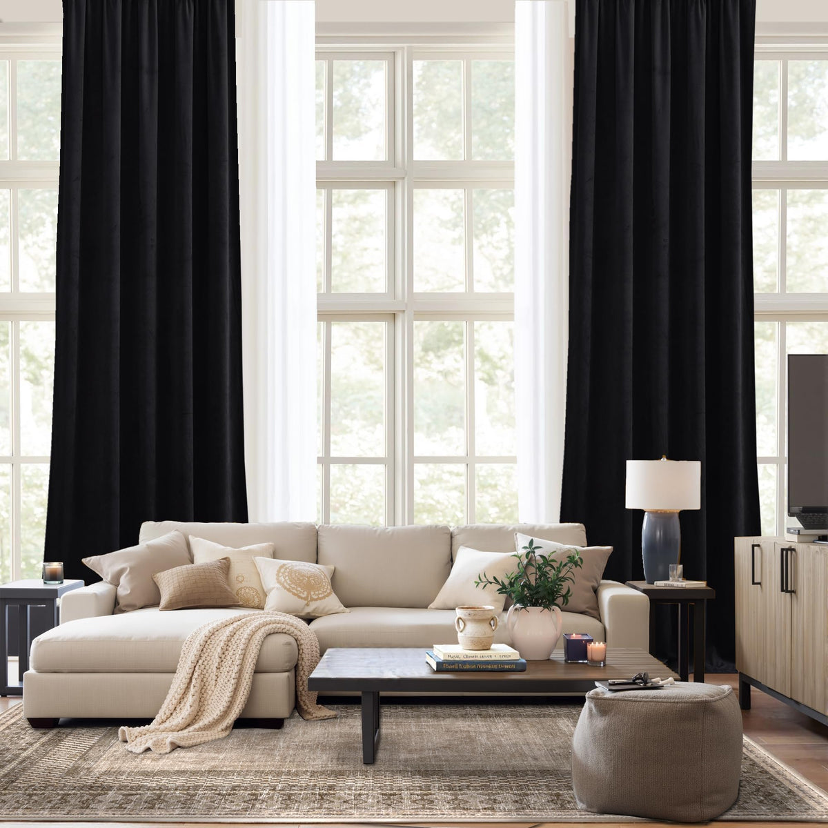 Black Out Velvet Curtains 108 inches Long A154