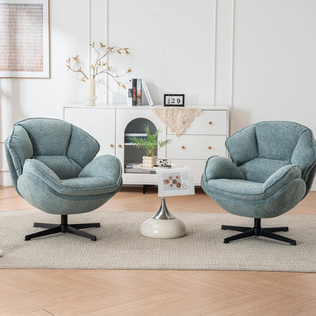 Green Swivel Accent Chair Set of 2 H44965