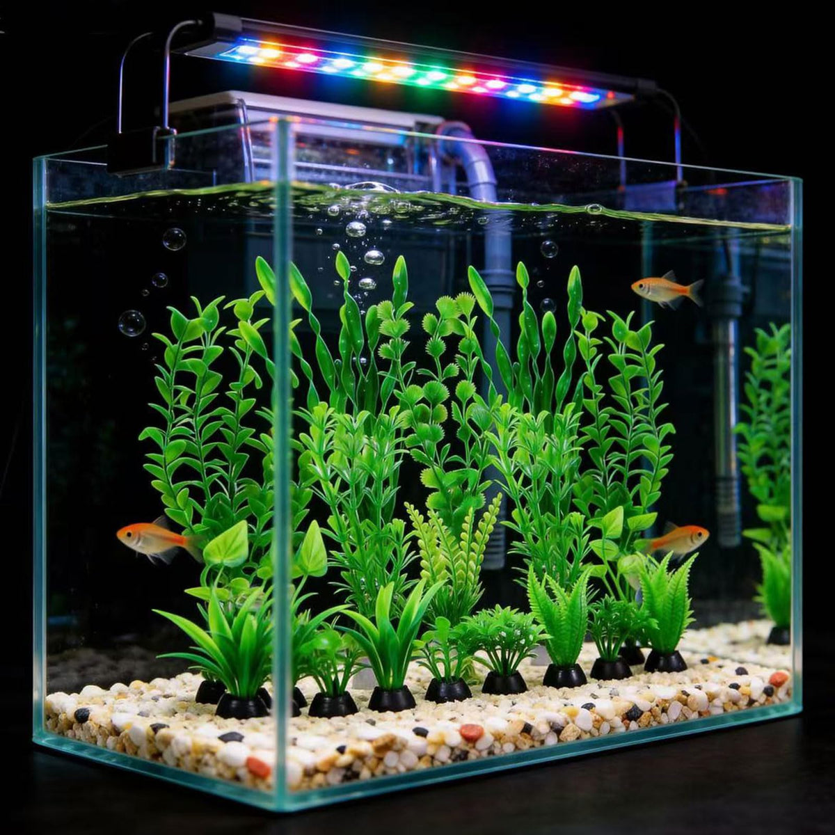 Artificial Aquarium Plants Set, Plastic Fish Tank Decorations (18pcs-Green) P4358