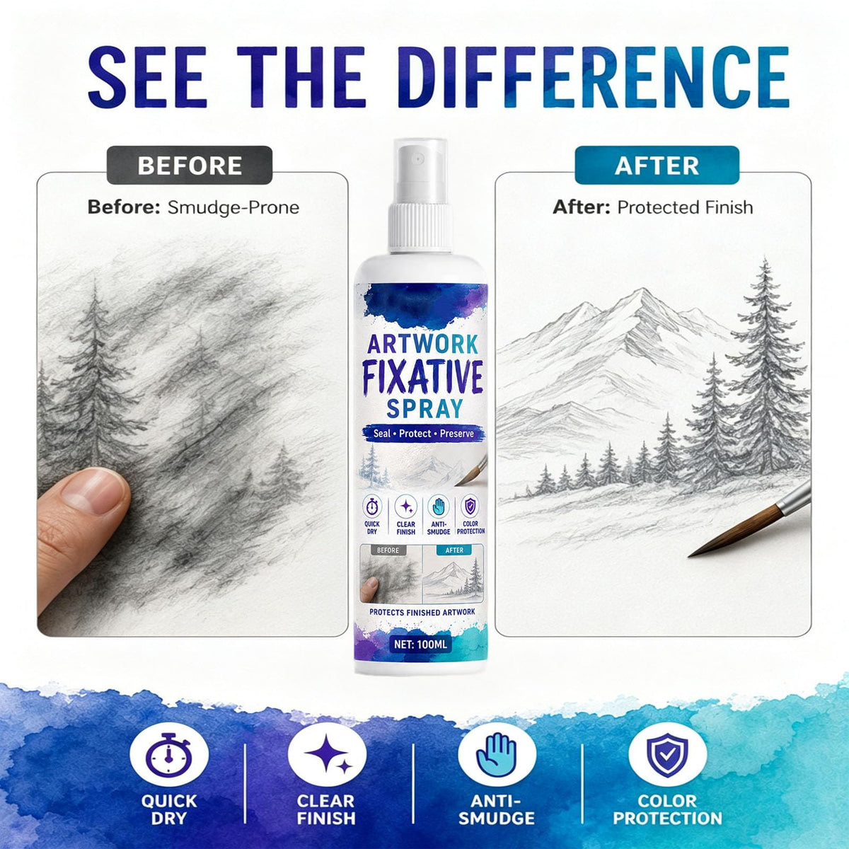 Quick-Dry Smudge-Proof Clear Matte Fixative Spray (7PCS) H165389