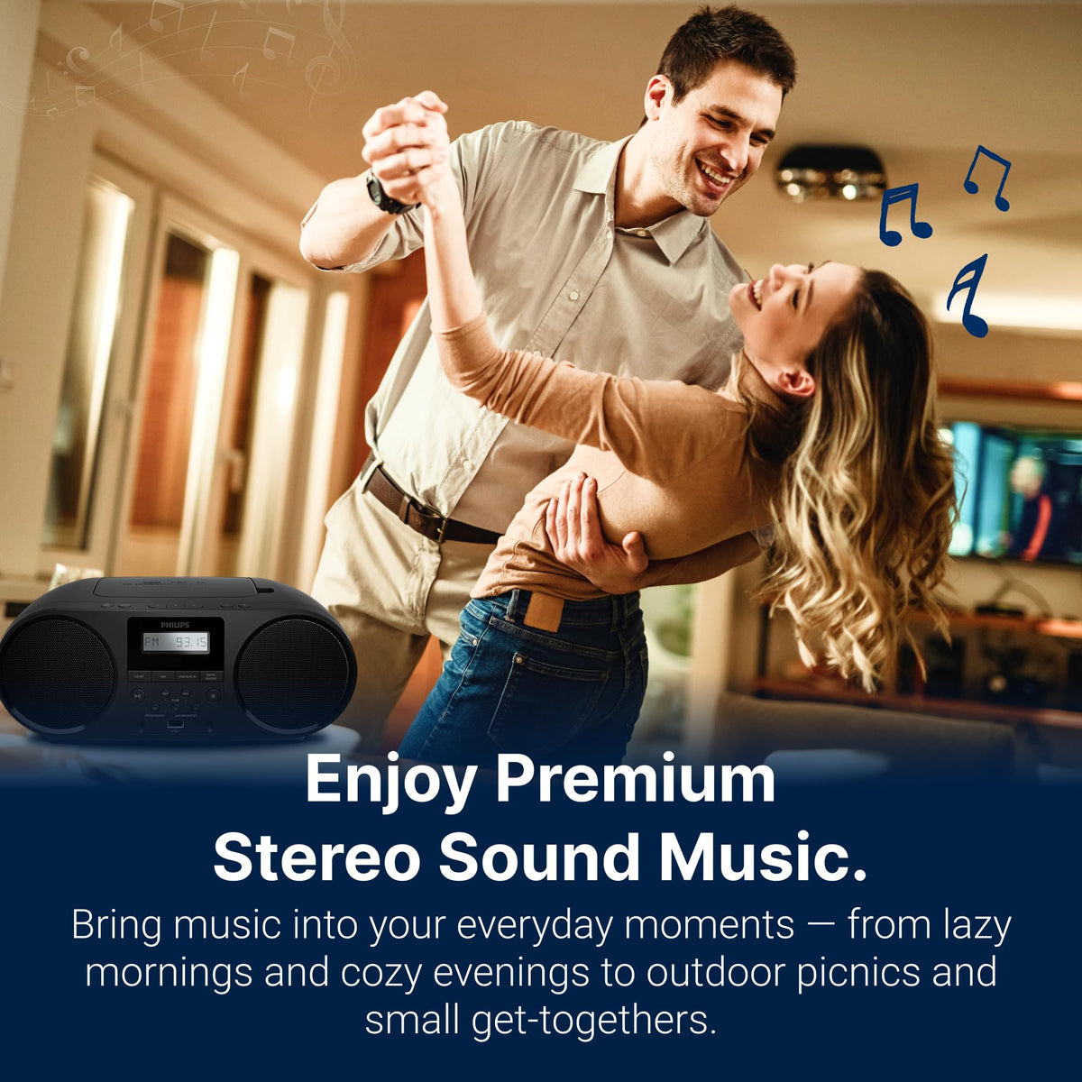 Portable CD Player Boombox with Bluetooth FM Radio USB Aux Input C7855