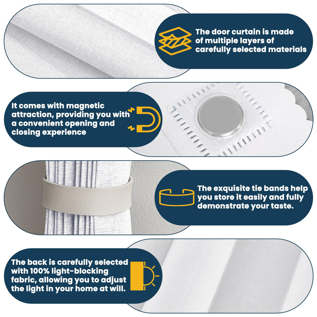 Blackout Magnetic Door Curtain 72W x 79 L White G89763