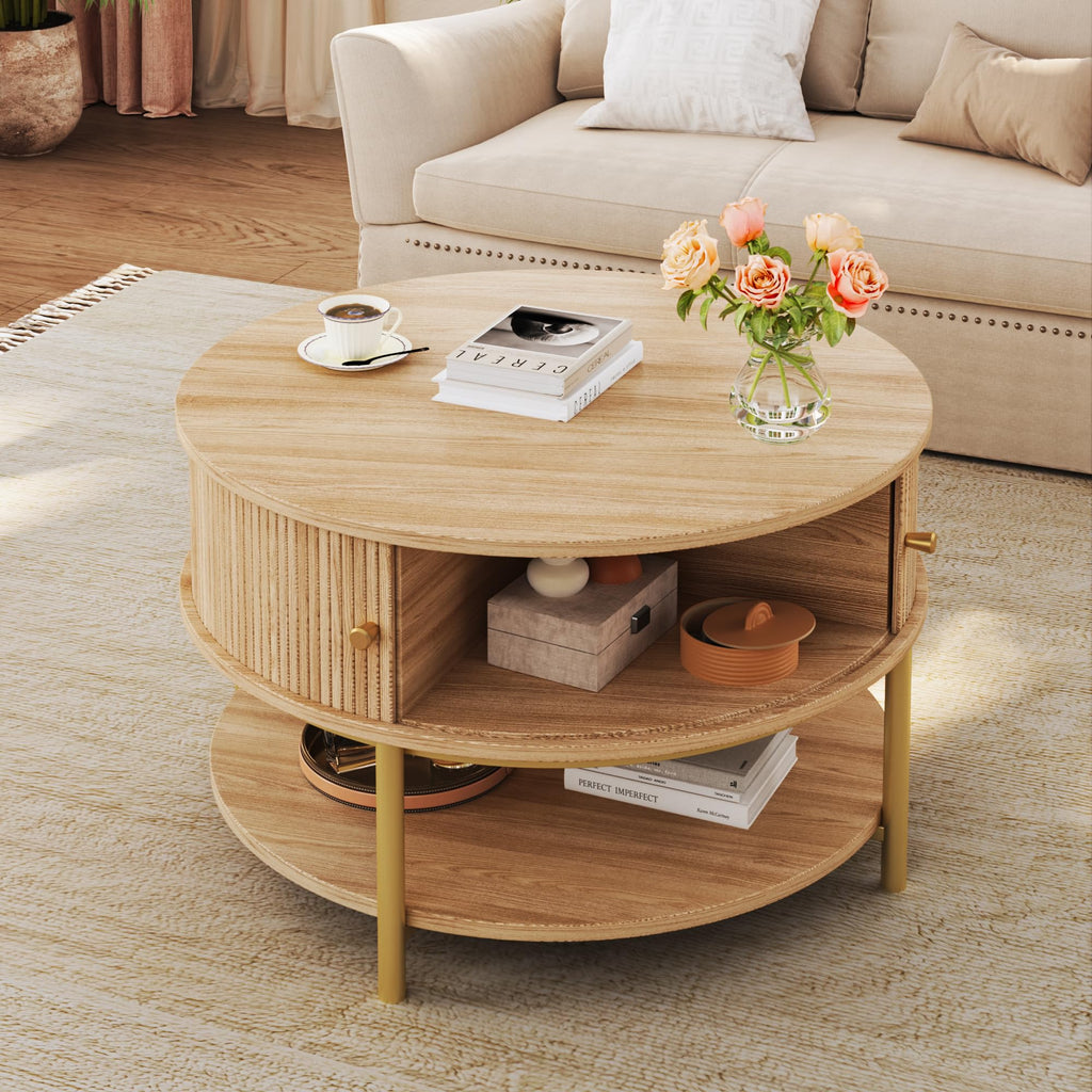 Round Coffee Table with Storage X8064