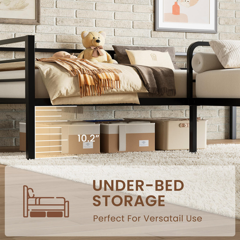 Black L Shaped Twin Beds with Rails B6554