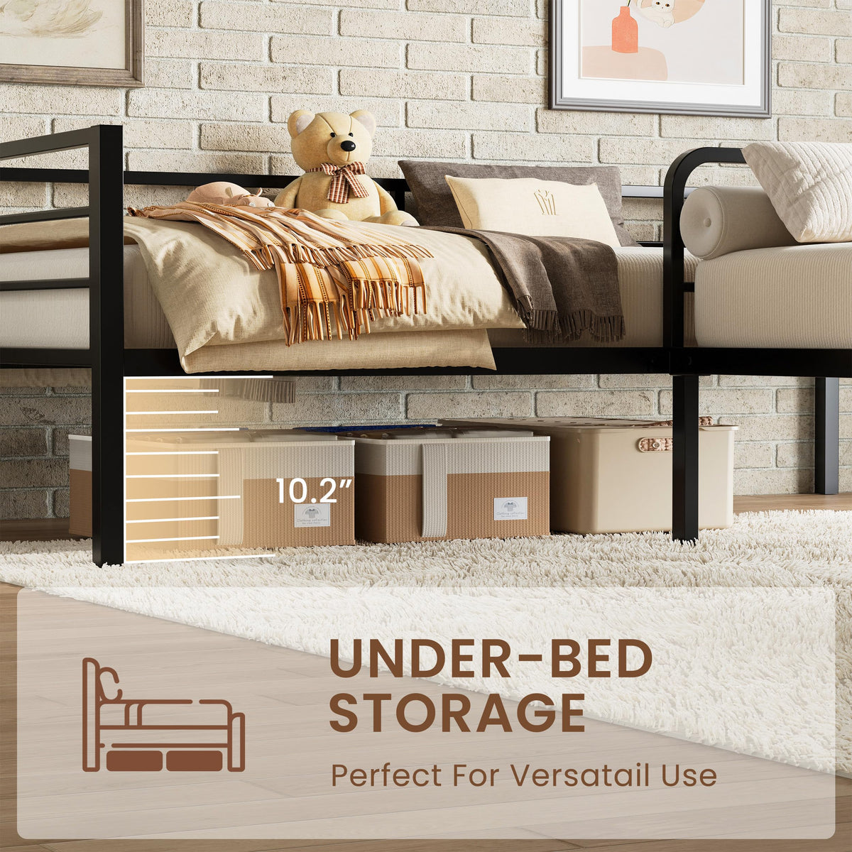 Black L Shaped Twin Beds with Rails B6554