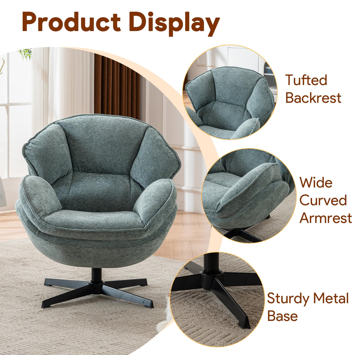 Green Swivel Accent Chair Set of 2 H44965