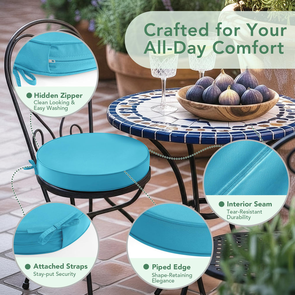 15" Round Waterproof Fade Resistant Chair Cushions Set of 2 V27545