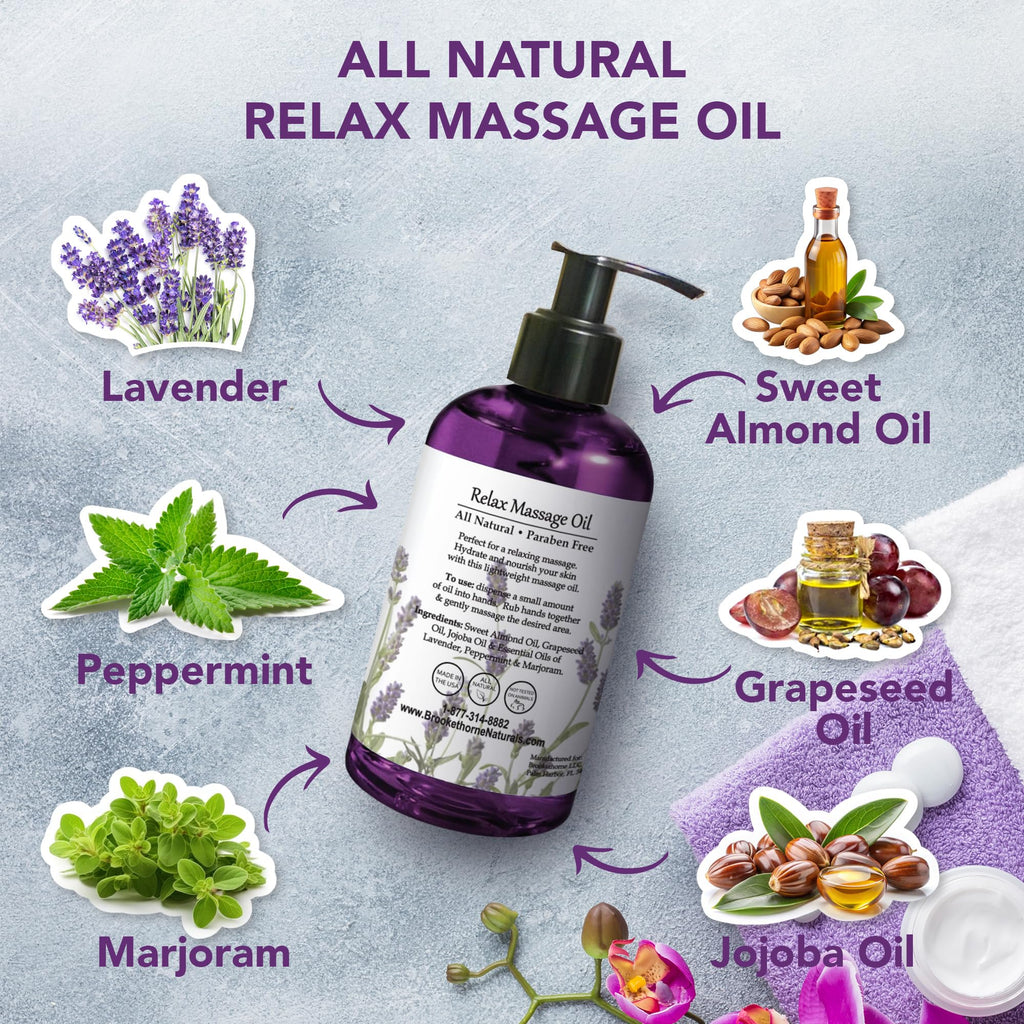 Lavender Peppermint Marjoram Body Massage Oil 8oz T233161