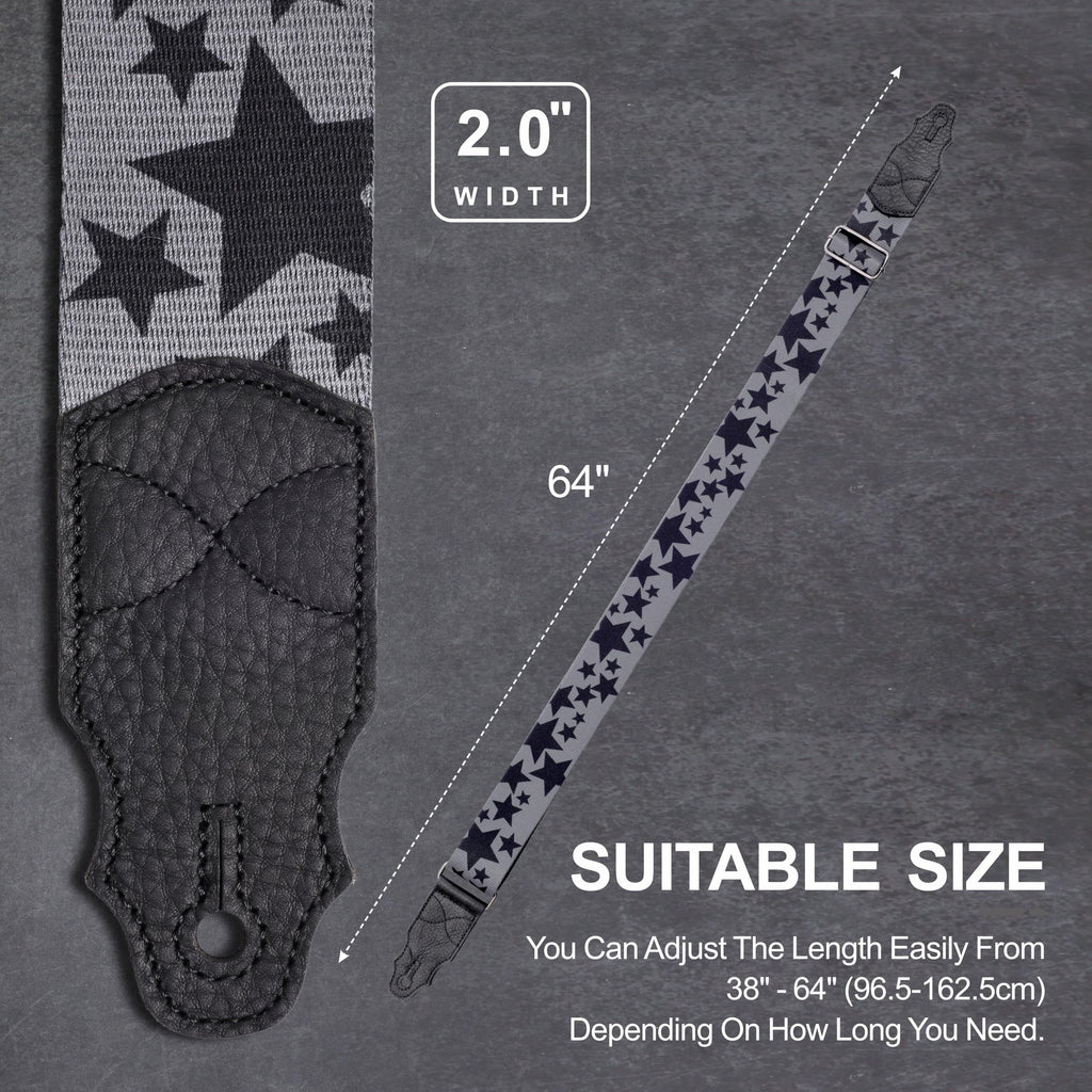 2 Inches Guitar Strap with Leather End V96475