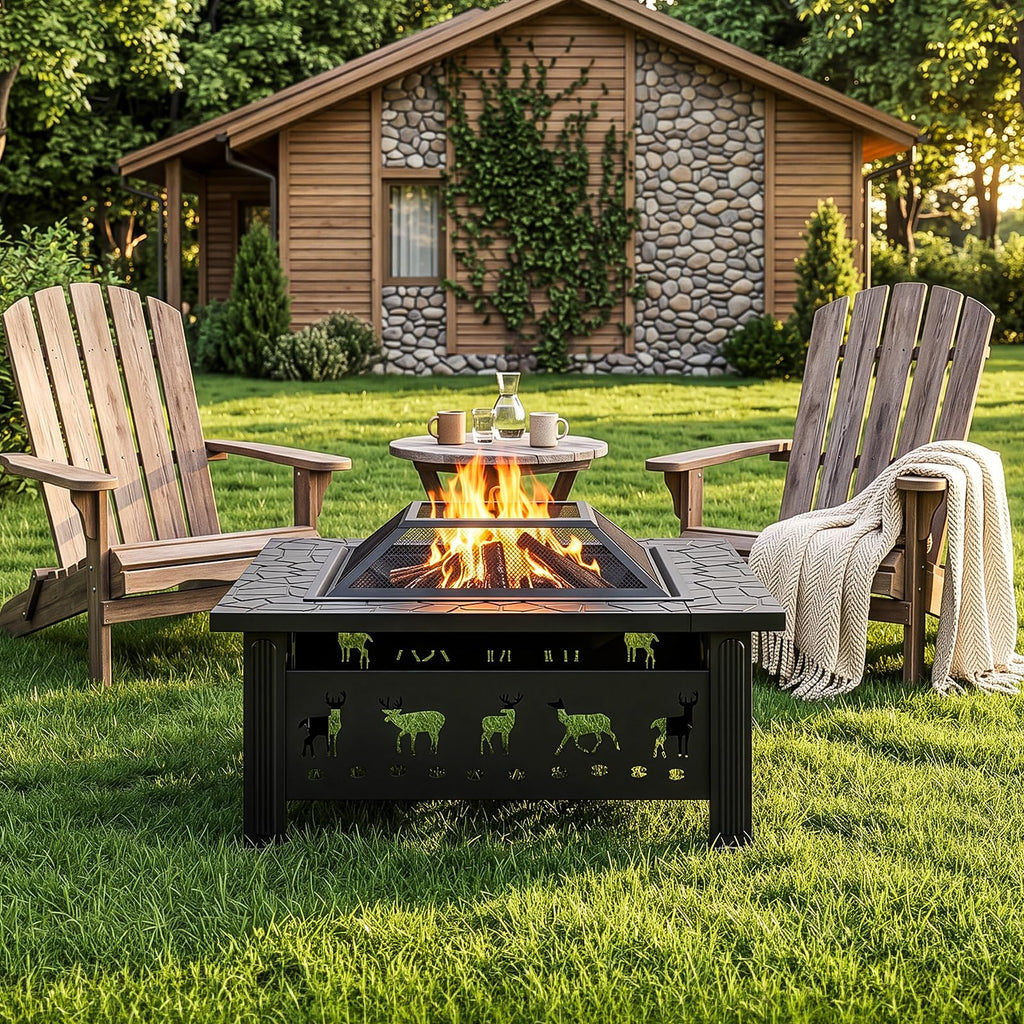 32 Inch Square Wood Burning Fire Pit Table R4159