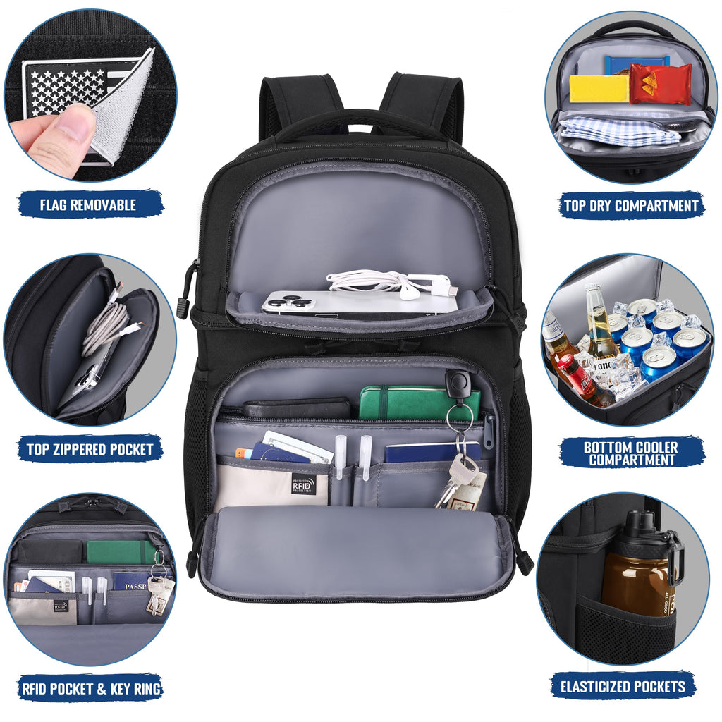 Black Insulated Leakproof Lunch Backpack Y773568