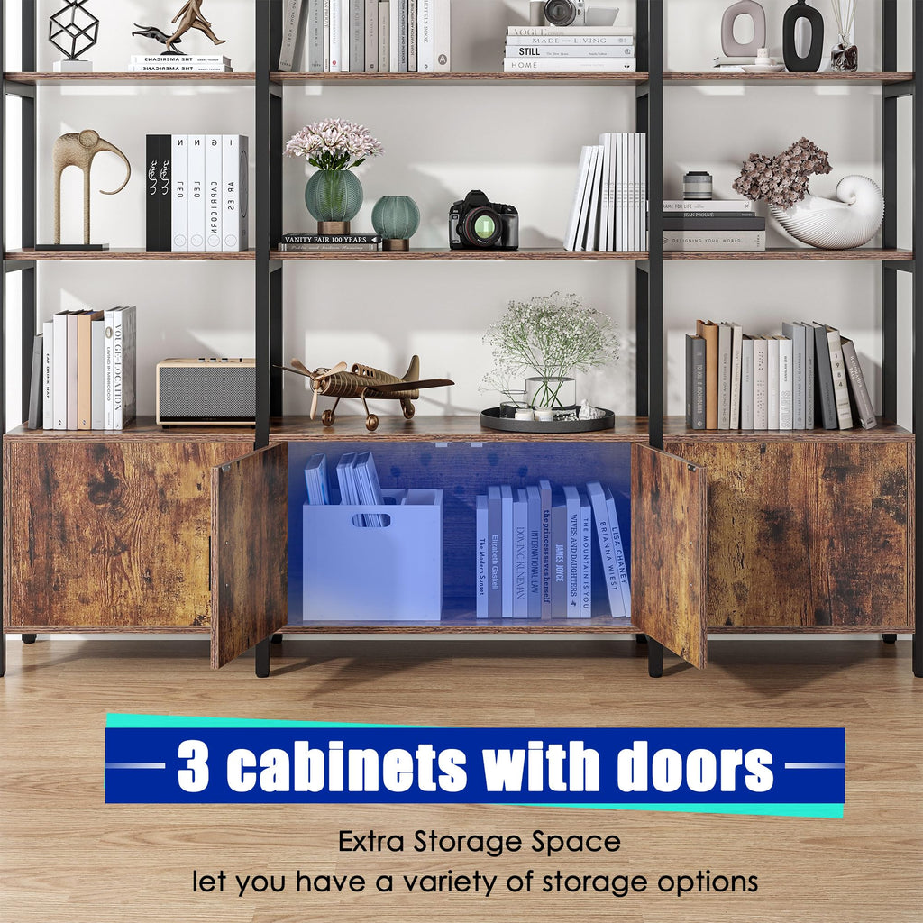 5 Tier Arched Bookshelf with 3 Cabinets B49897