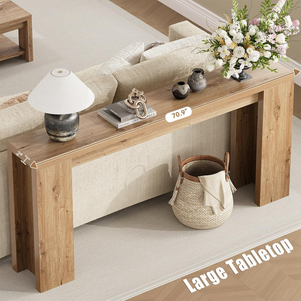 70.9" Extra Long Brown Console Table Q1878