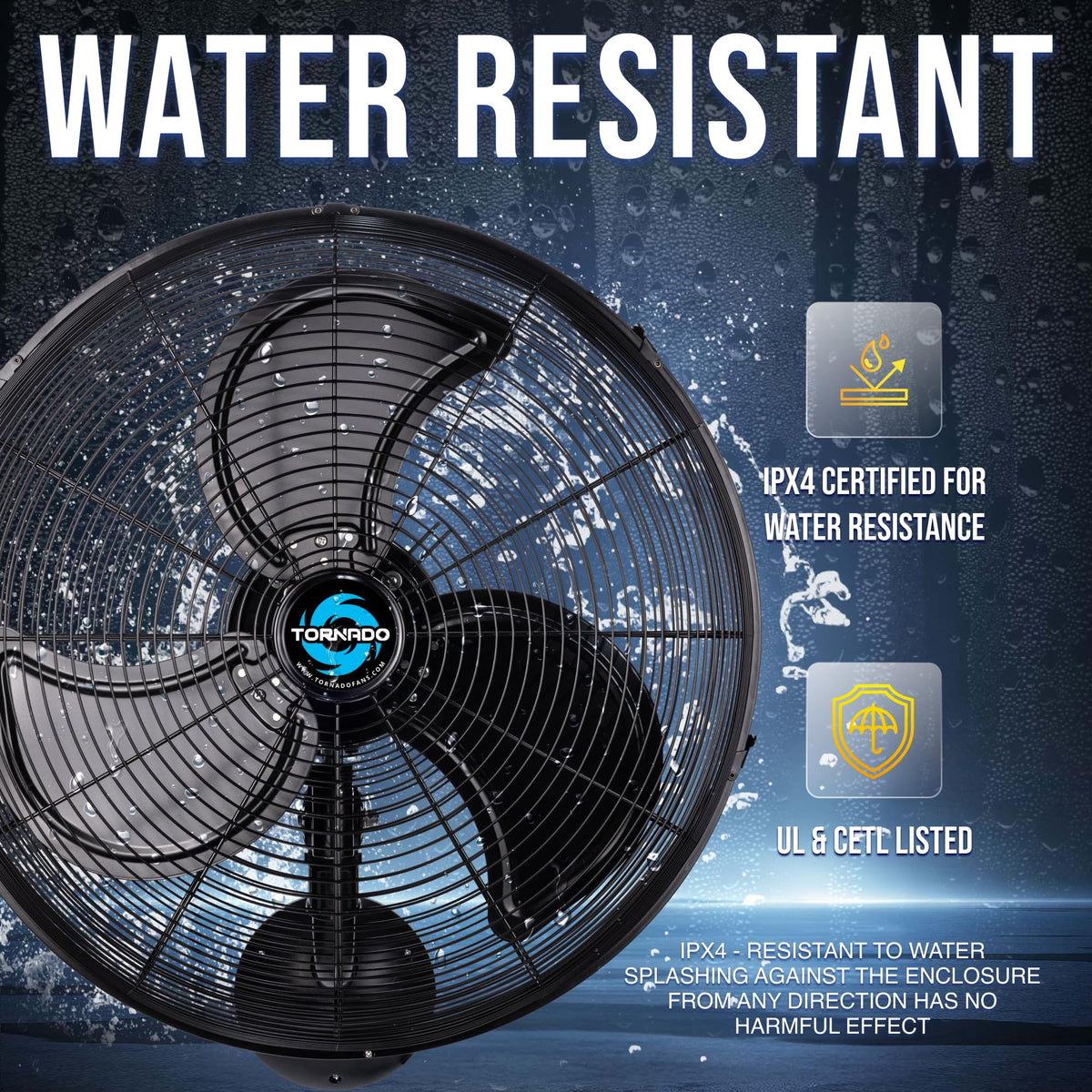 20 Inch Oscillating 3-Speed Waterproof Wall Mount Fan D5377