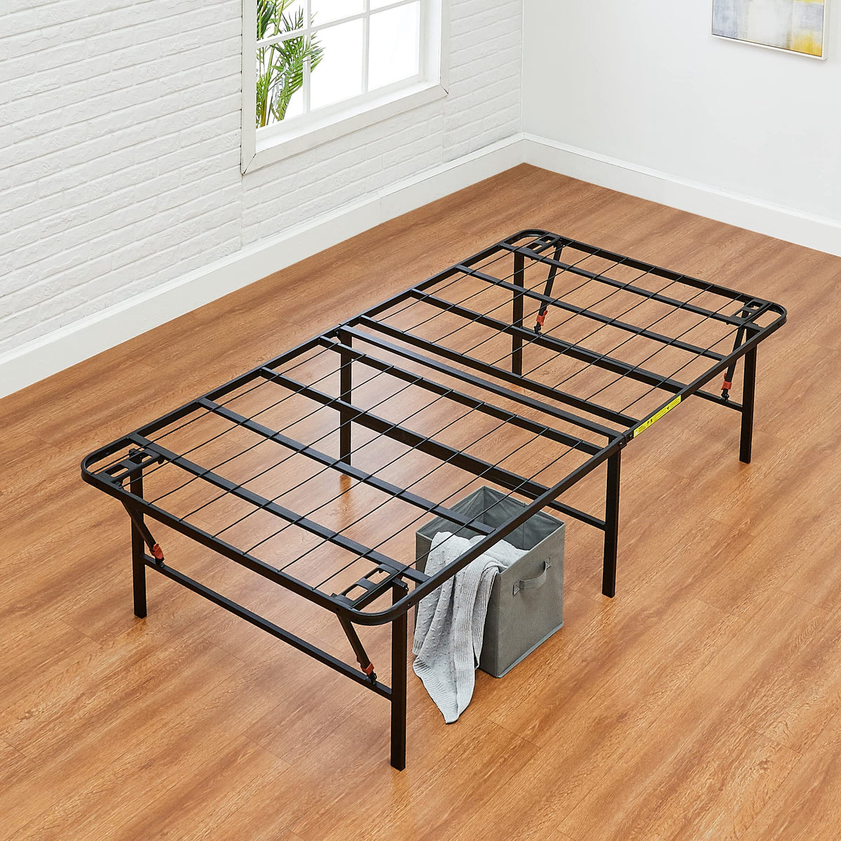 Foldable Metal Platform Bed Frame, 18 Inches High, Twin Size, Black B657