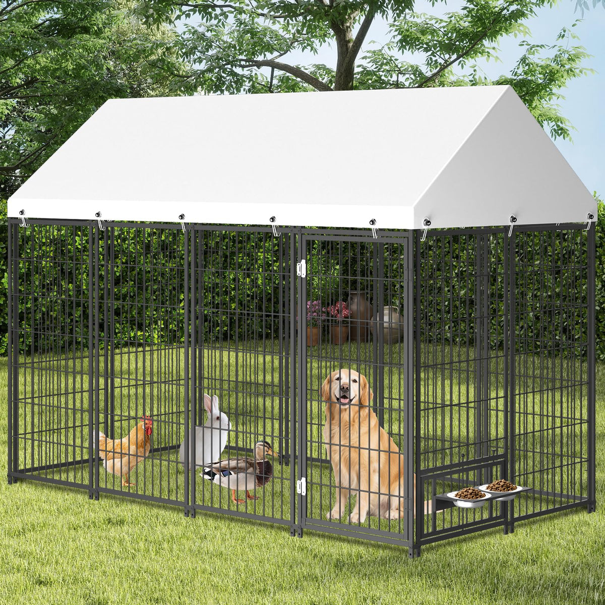 7.9 x 4.1 x 5.9 ft Outdoor Dog Kennel with Waterproof Roof S55794